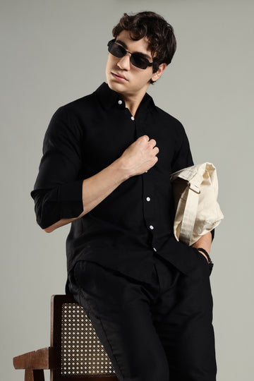 Milanio Classic Cot-Lin Shirt Black