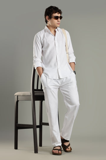 Milanio Cotton Linen Relaxed Fit Cord Set White