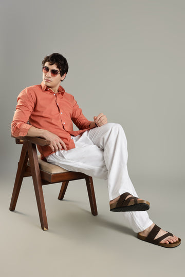 Milanio's Cotton Linen Relaxed Fit Cord Set Dusty & White