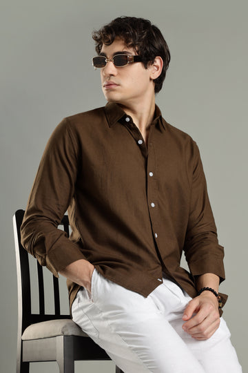 Milanio Classic Cot-Lin Shirt Brown