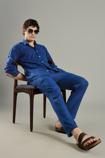 Milanio Cotton Linen Relaxed Fit Cord Set Blue