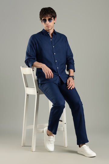 Milanio's Cotton Linen Relaxed Fit Cord Set Navy Blue