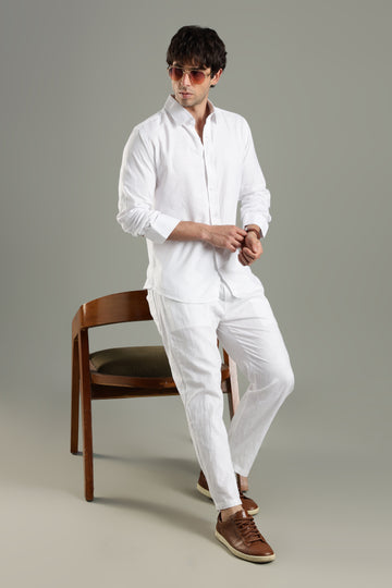 Milanio Cotton Linen Relaxed Fit Cord Set White