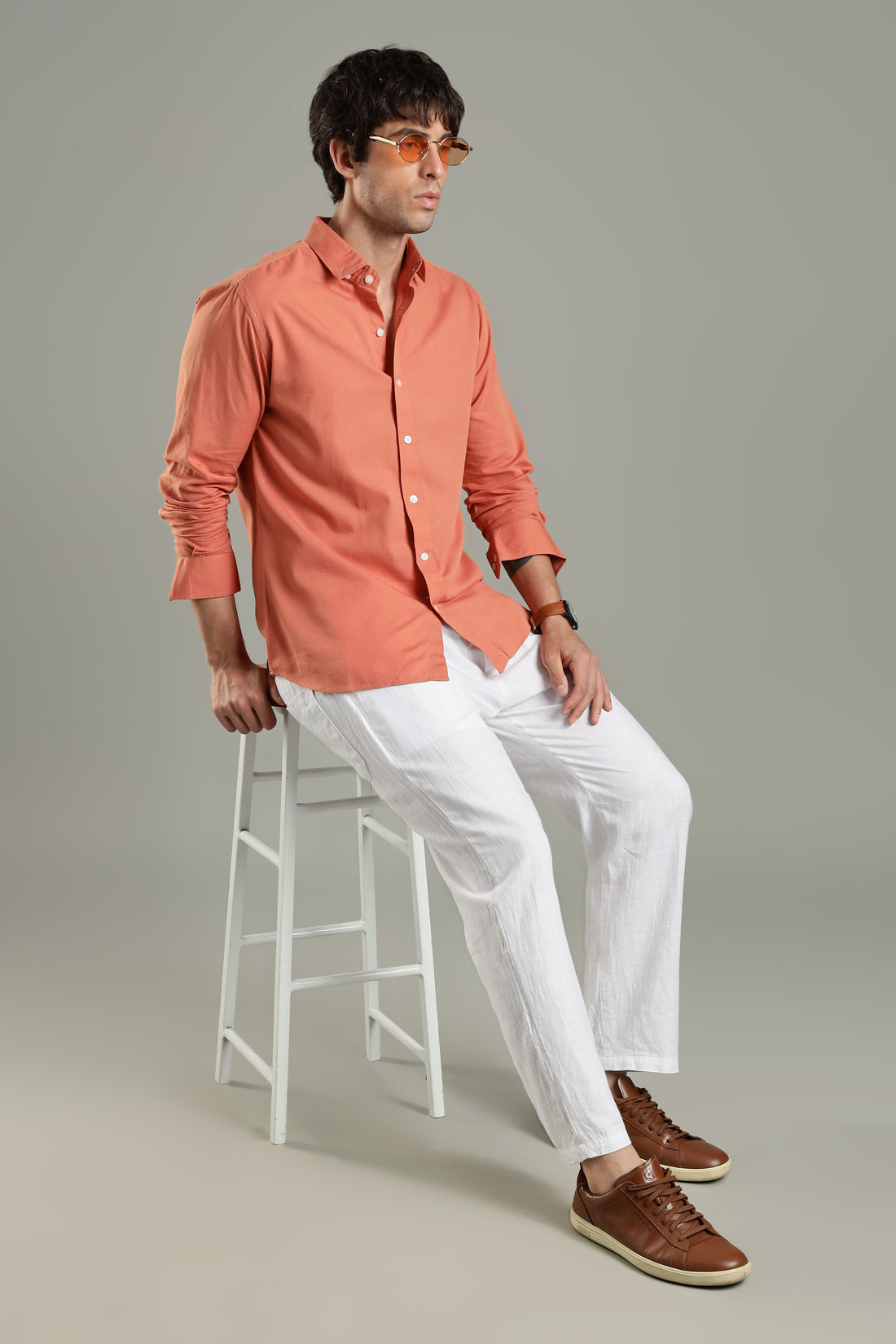 Milanio's Cotton Linen Relaxed Fit Cord Set Dusty & White