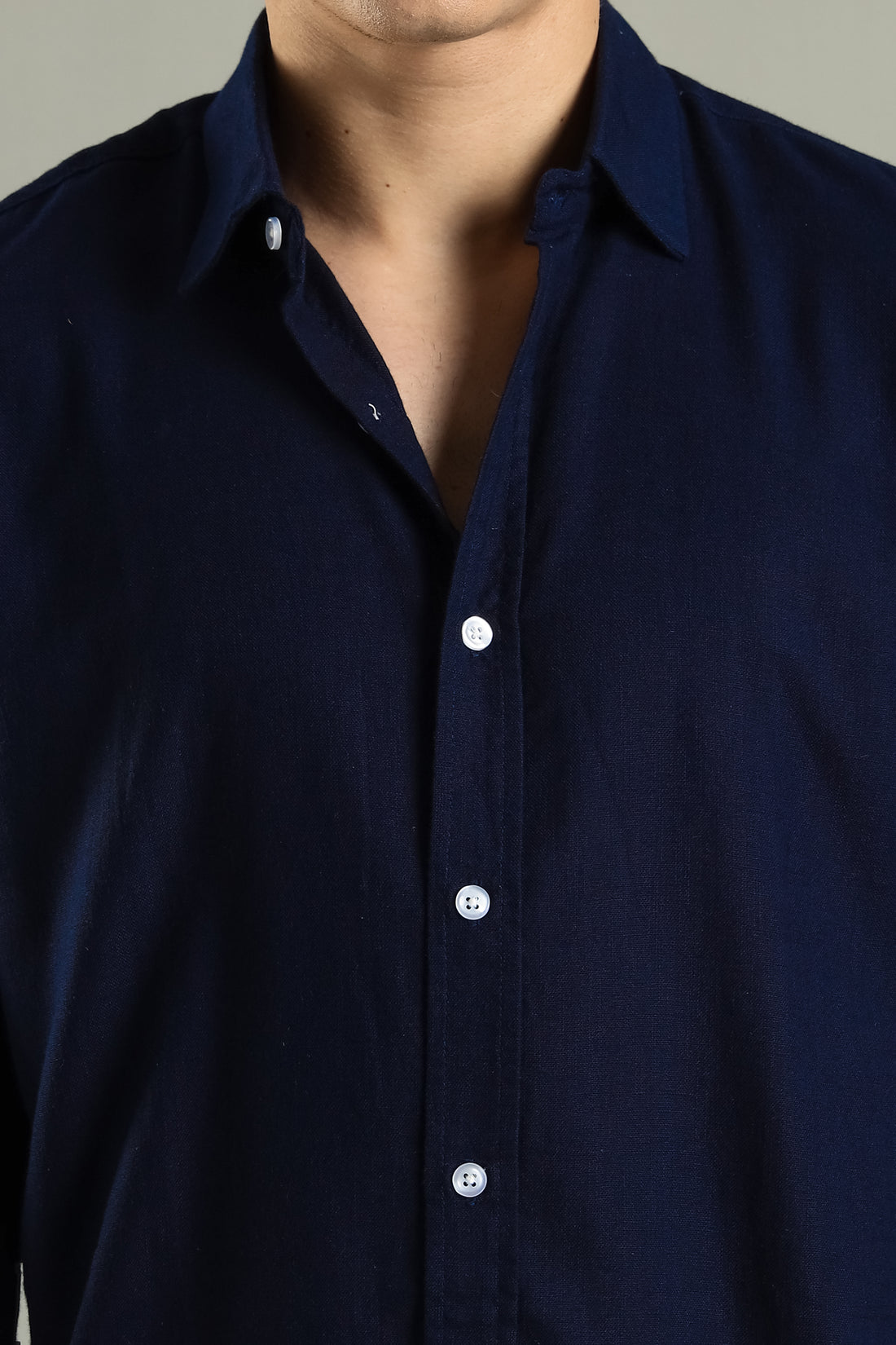 Milanio  Classic  Cot-Lin Shirt Blue