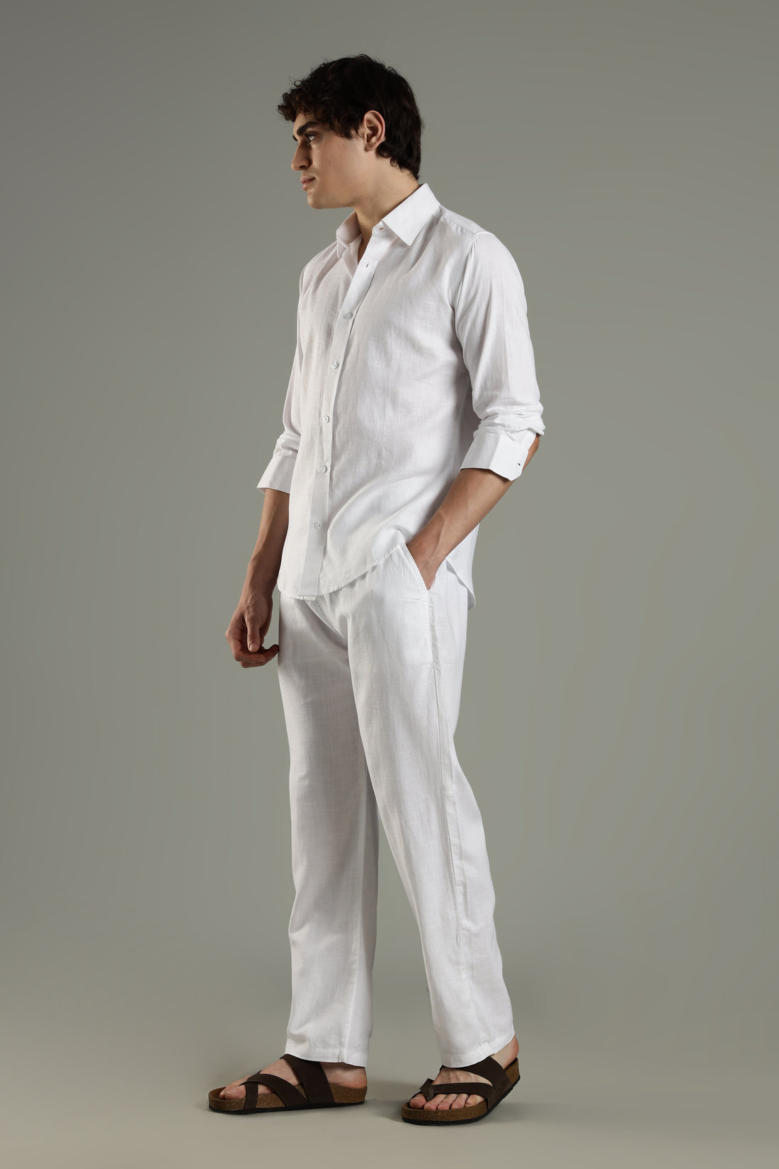 Milanio Cotton Linen Relaxed Fit Cord Set White
