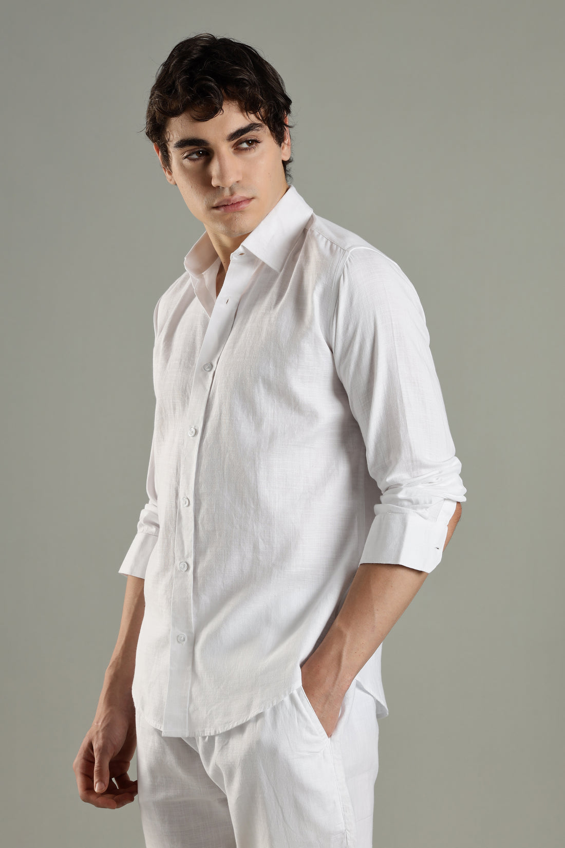 Milanio  Classic  Cot-Lin Shirt White