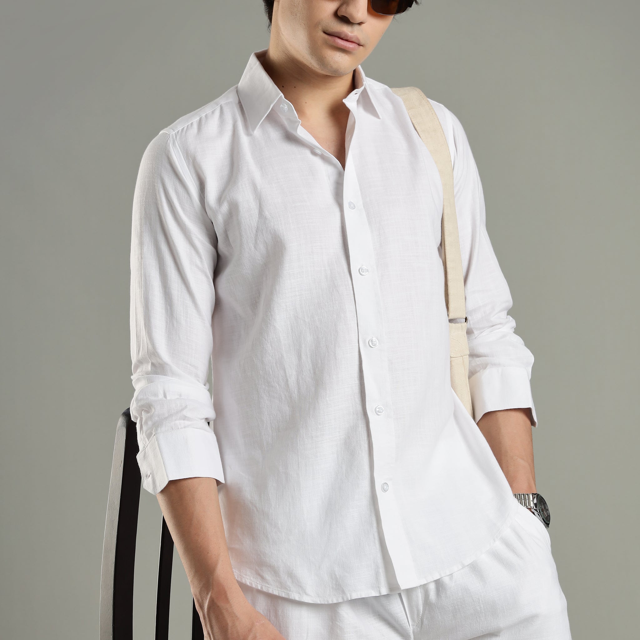 Milanio  Classic  Cot-Lin Shirt White
