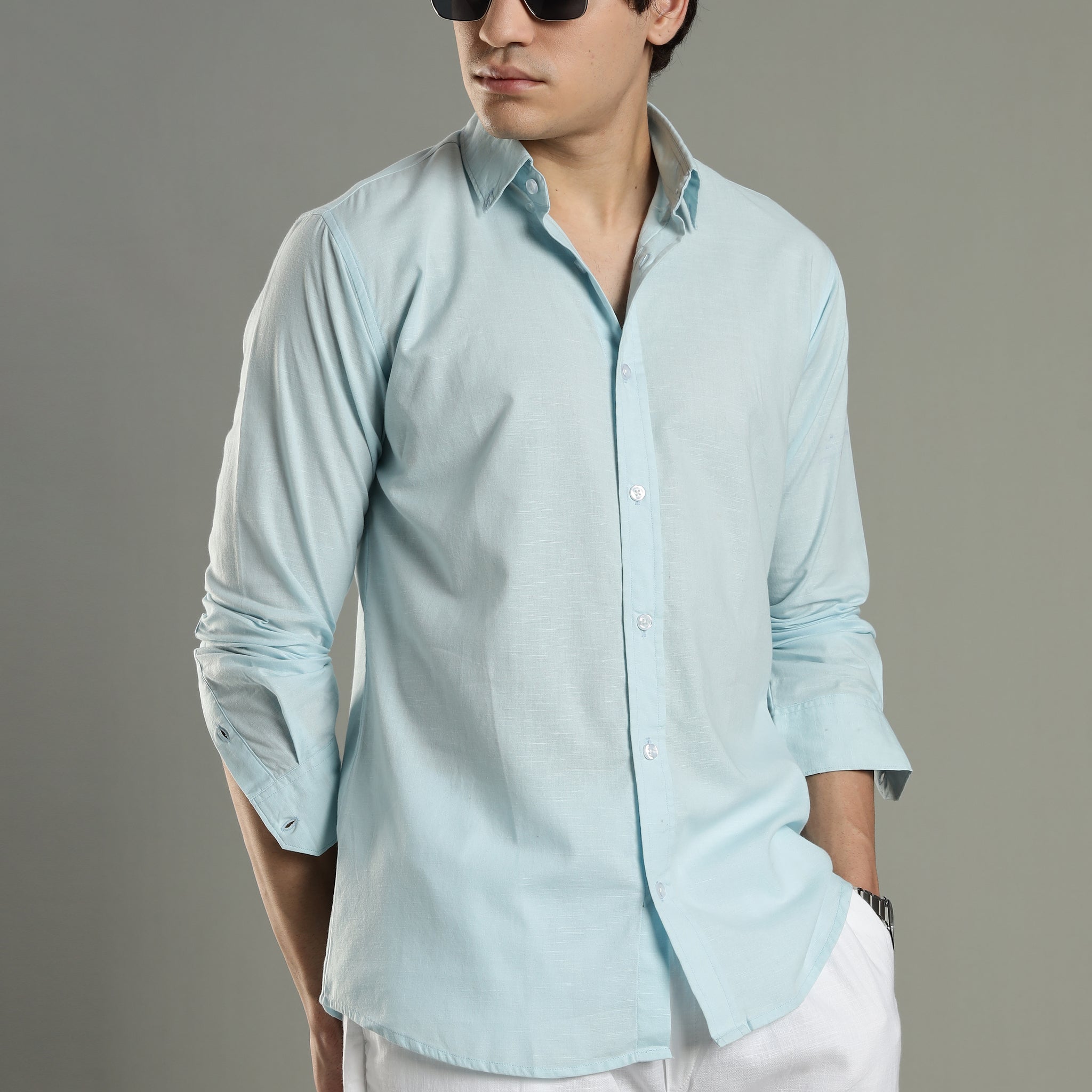 Milanio  Classic  Cot-Lin Shirt Sky