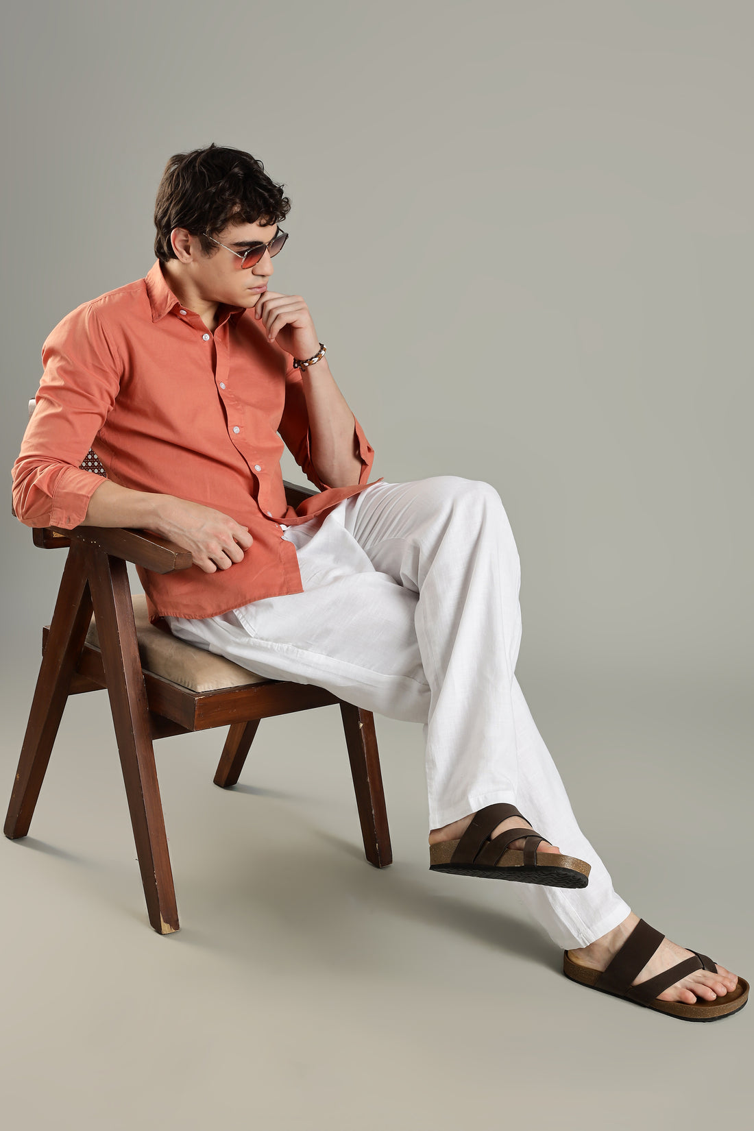 Milanio's Cotton Linen Relaxed Fit Cord Set Dusty & White