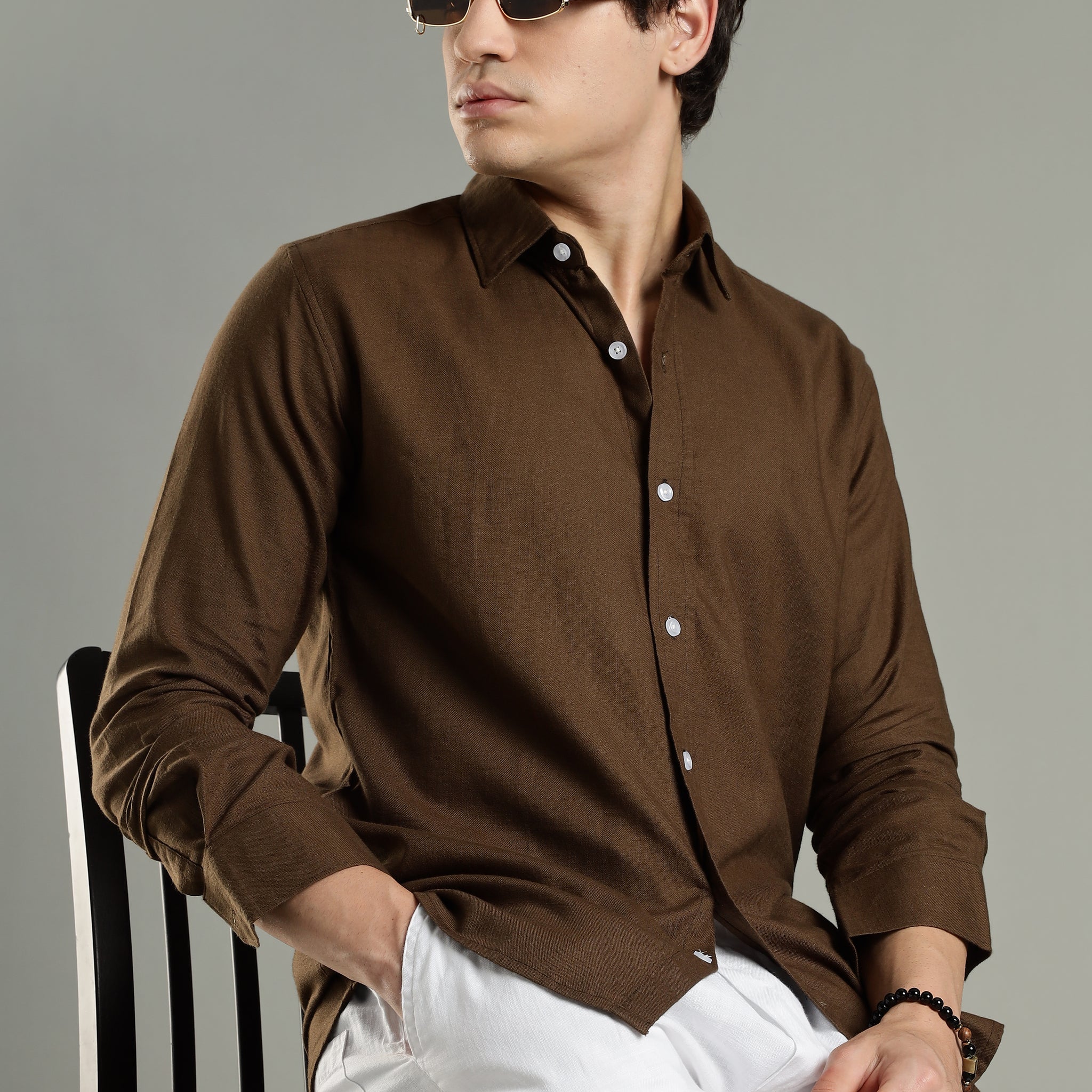 Milanio  Classic  Cot-Lin Shirt Brown