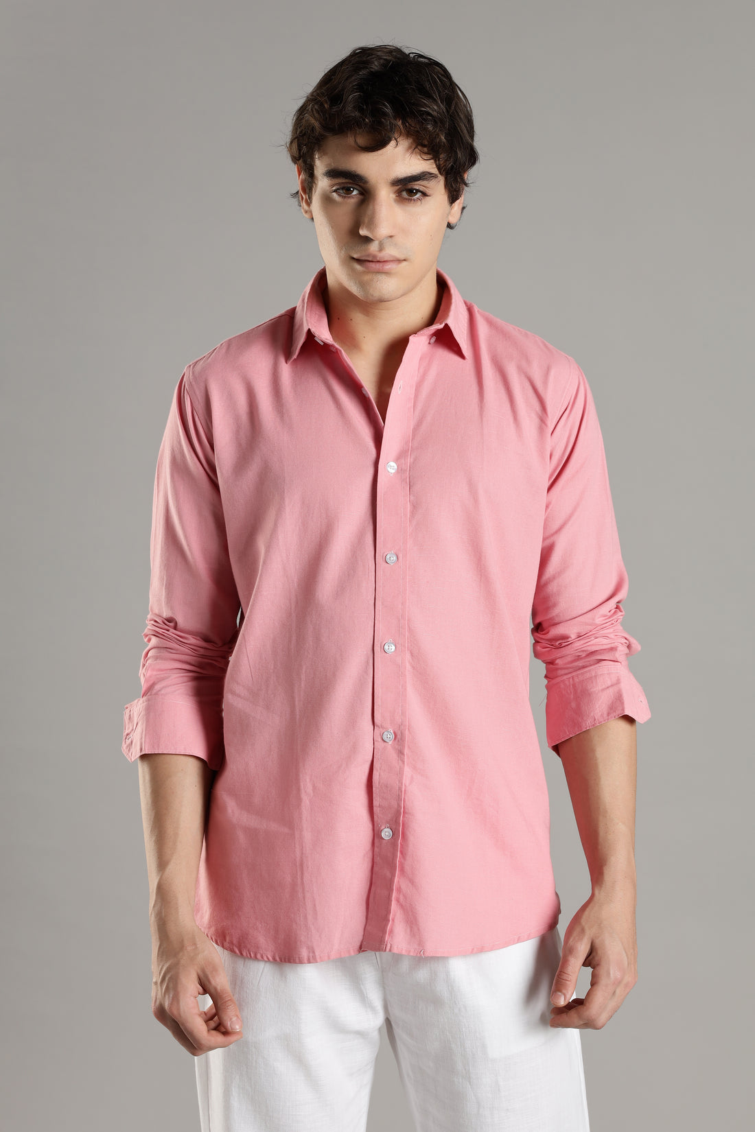 Milanio  Classic  Cot-Lin Shirt Pink