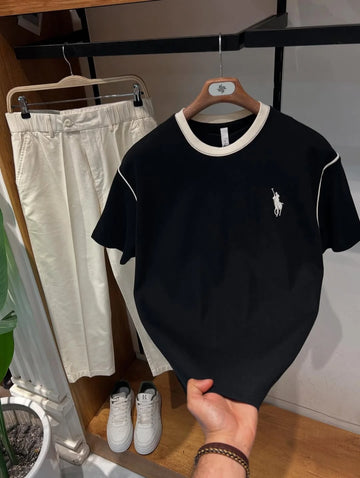 Heritage Tees & Trouser Pair Black & Beige