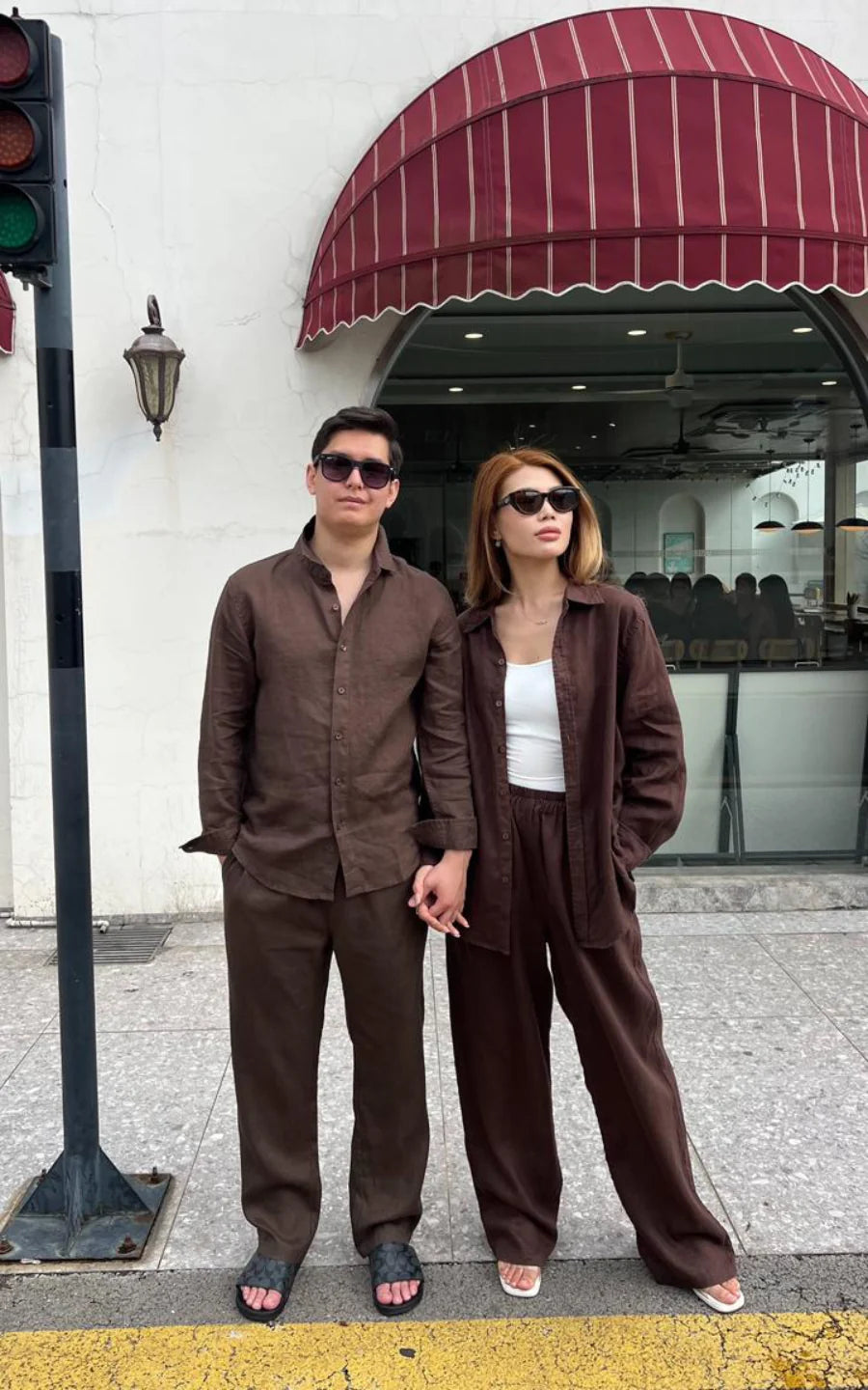 Linen Couple Top & Bottom Set