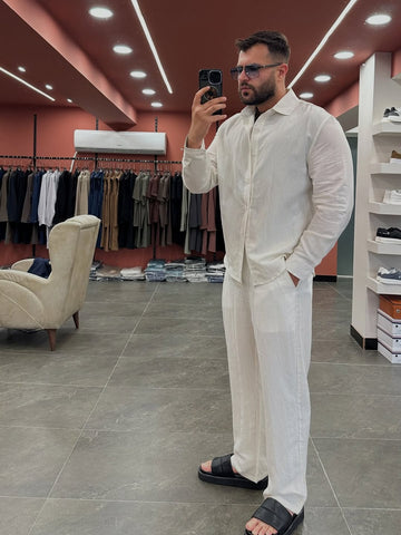 Relaxed Fit Linen Top & Bottom Set