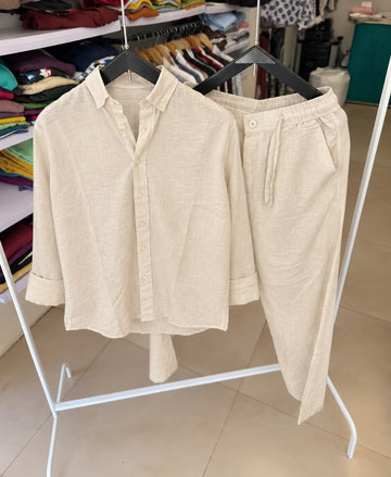 The Old Money Linen Set - Beige