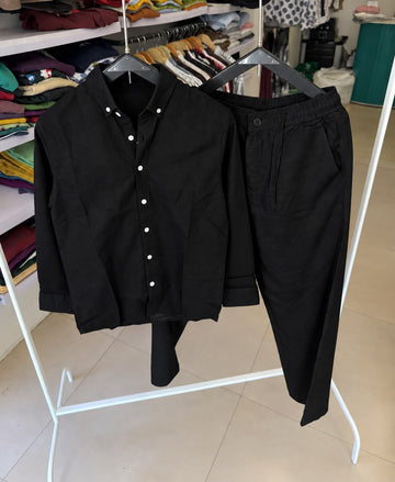 The Old Money Linen Set - Black