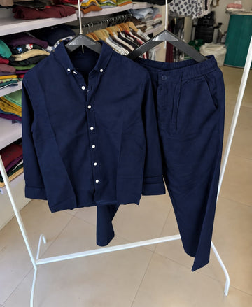 The Old Money Linen Set - Blue