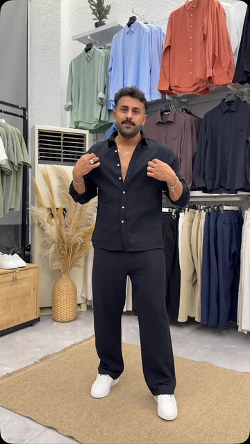 Linen Luxury Top & Bottom Set Black