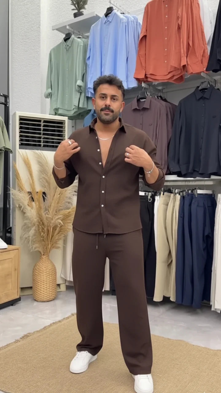 Linen Luxury Top & Bottom Set Brown