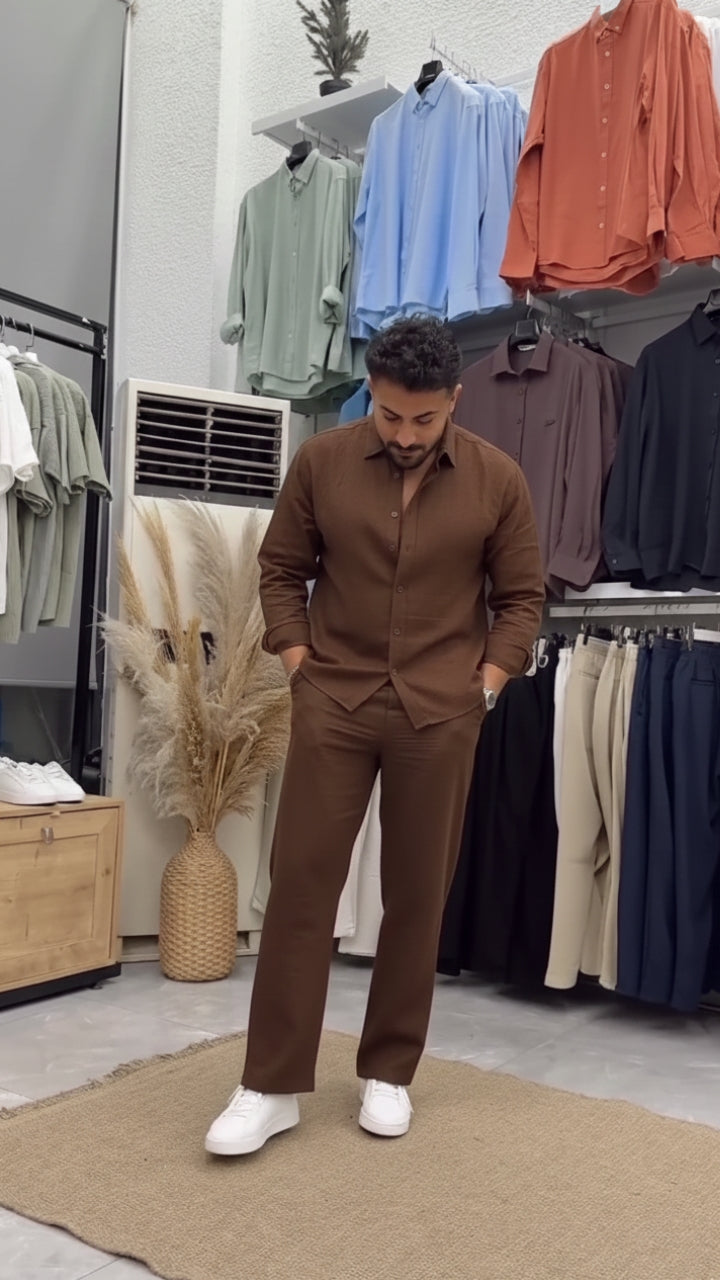 Linen Luxury Top & Bottom Set Brown