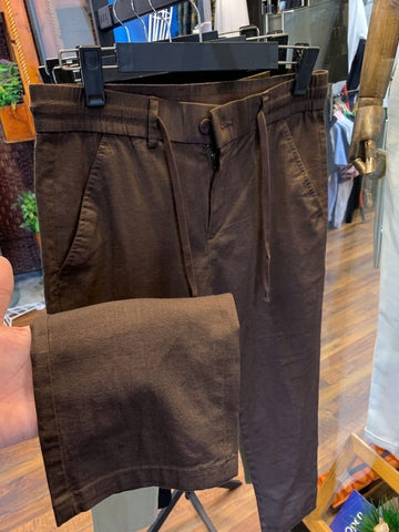 Relaxed Fit Linen Pant - Brown