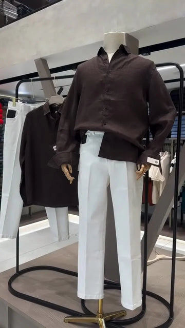 The Premium Edition Linen Pair - Brown & White