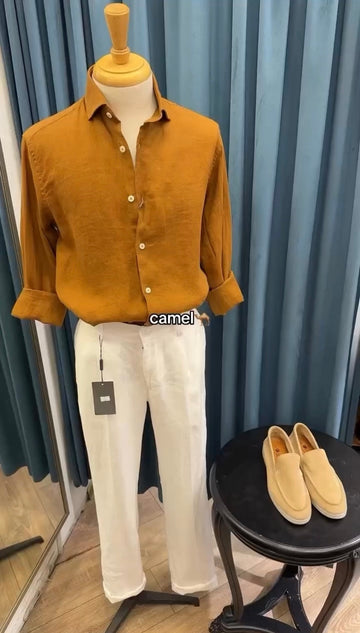 The Premium Edition Linen Pair - Camel & White