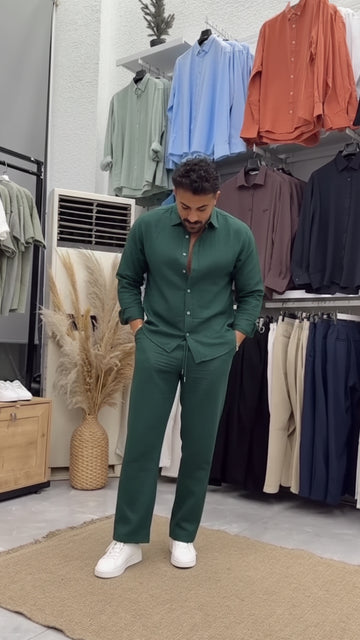 Linen Luxury Top & Bottom Set Green
