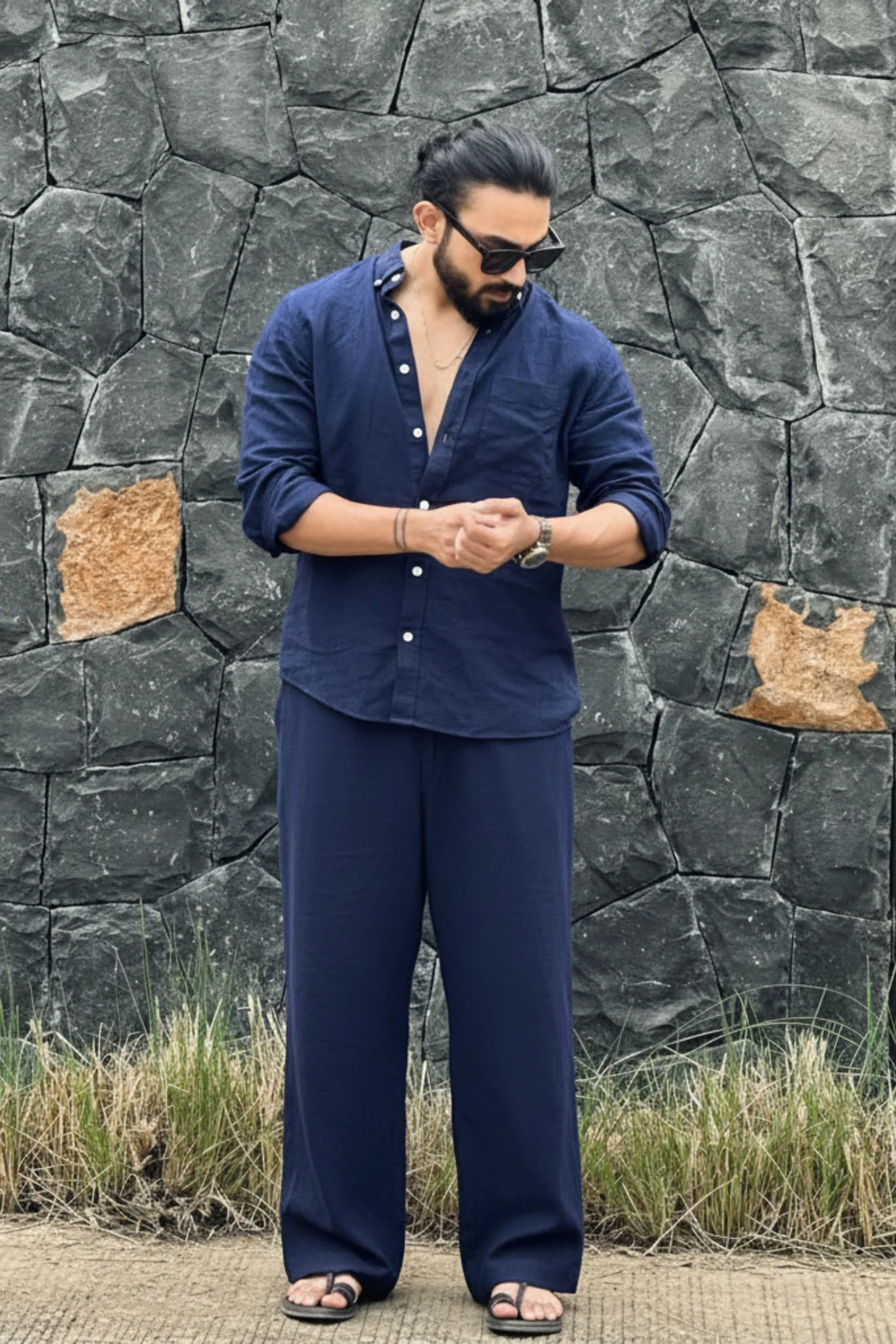 Relaxed Fit Linen Top & Bottom Cord Set