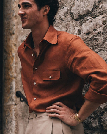 Old Money Linen Shirt - Rust
