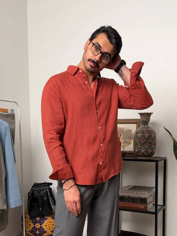 Luxury Edition Linen Shirt - Brick