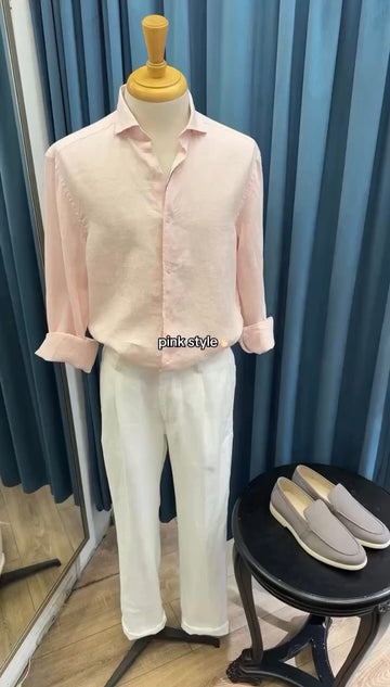 The Premium Edition Linen Pair - Pink & White