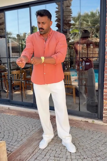 Linen Luxury Top & Bottom Set Dusty & White