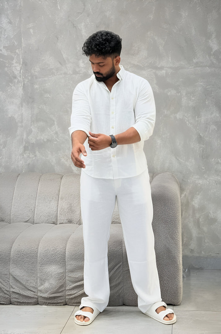 Linen Blend Relaxed Fit Top & Bottom Co-Ords Set