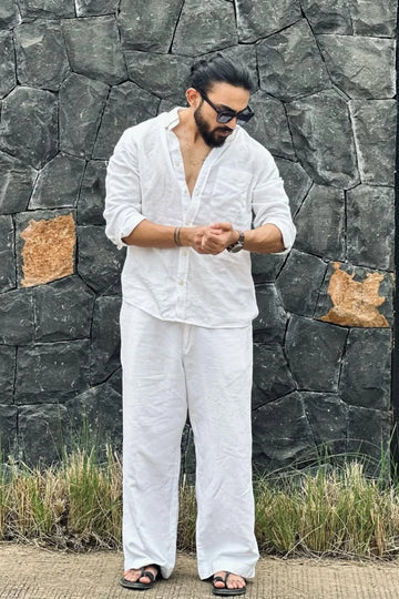 Relaxed Fit Linen Top & Bottom Cord Set