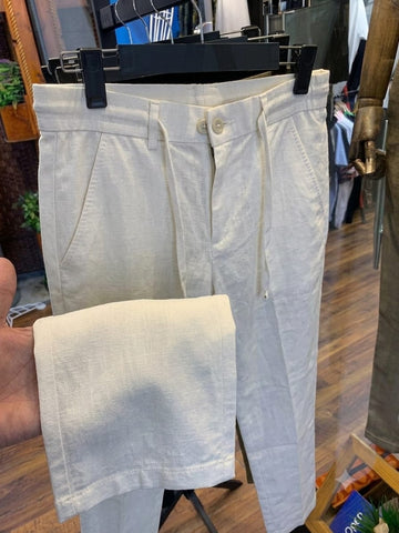 Relaxed Fit Linen Pant - White