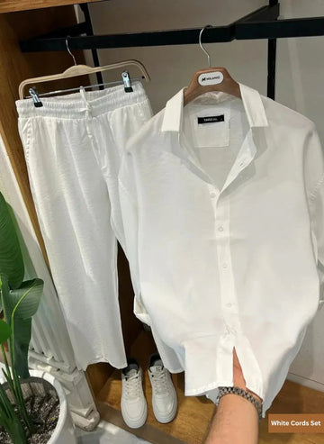 Linen Relaxed Fit Top & Bottom Set White