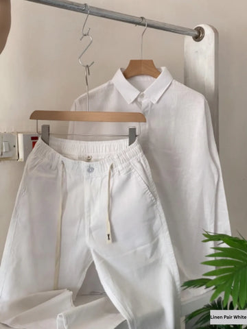 The Linen Essential Linen Top & Bottom Pair