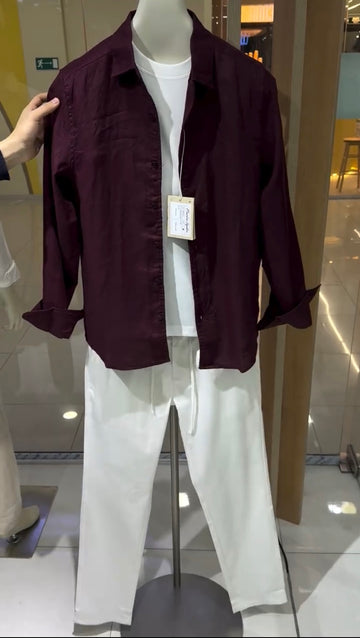 Imperial Linen Top & Bottom Set Wine & White