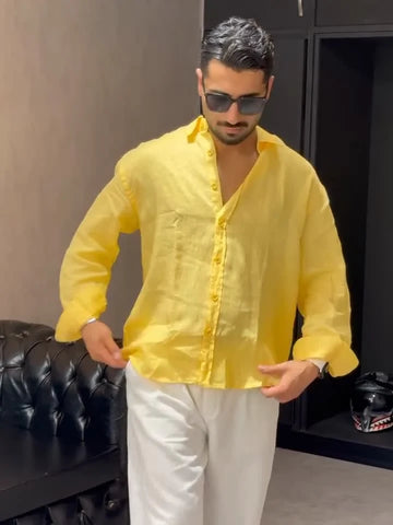 Mediterranean Linen Shirt - Yellow