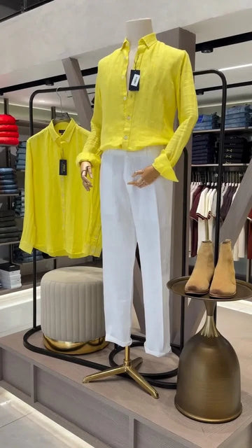 The Premium Edition Linen Pair - Yellow & White