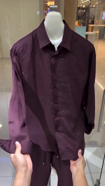 Milanio Signature Linen Top & Bottom Set - Wine